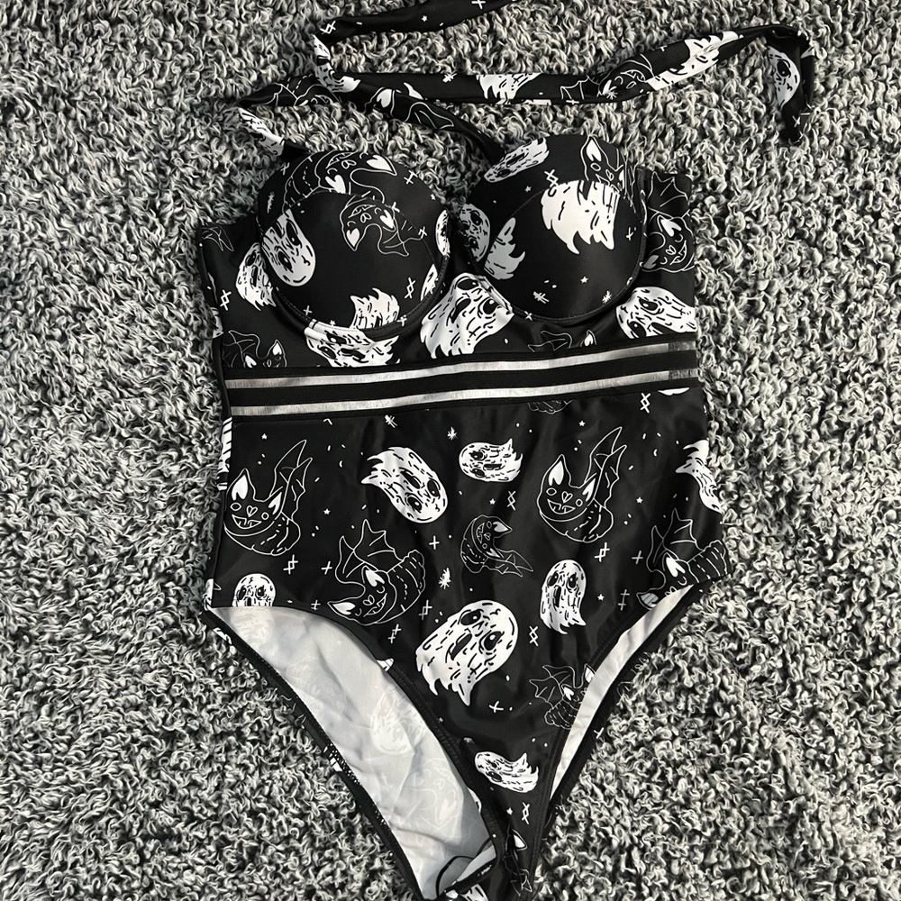 Black and white bathing suit